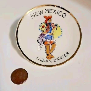 New Mexico Indian Dancer Vintage Porcelain Miniature Souvenir Plate Vintage EUC - Picture 1 of 2