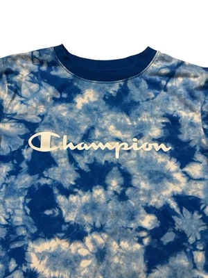 Camiseta Champion Juvenil Niños Azul Tie Dye Talla Grande Deletrea Camisa Campeón Foto 1 de 4