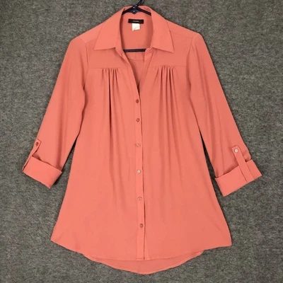 Blusa Cocomo Mujer Mediana Rosa Abotonada Túnica Manga 3/4 Carrera Informal Top Foto 1 de 4