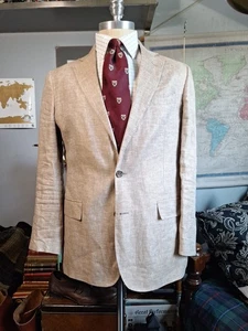 Brooks Brothers 346 Tan Linen Mens 2 Button Sport Coat Size 40 R - Picture 1 of 6