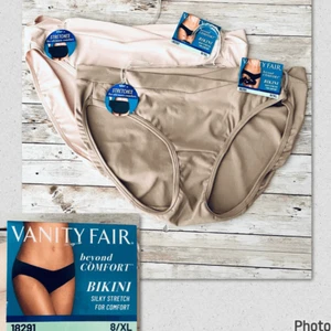 NWT 2 Pack Vanity Fair 8/XL Beyond Comfort Silky Stretch Bikini Panty 18291 Tan - Picture 1 of 12