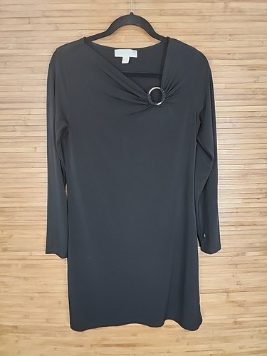 Abito donna Michael Kors nero manica lunga elasticizzato tubino taglia media M