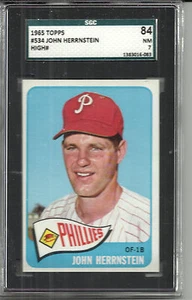 John Herrnstein 1965 Topps #534 clasificación SGC 84 (7) casi como nuevo Philadelphia Phillie - Imagen 1 de 2