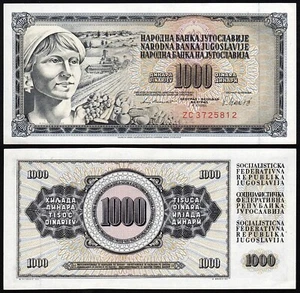 1981 Yugoslavia, 1000 Dinars, Prefix ZC “Replacement”, Pick-92d* UNC - Picture 1 of 3