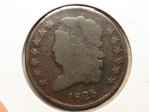 1825 Half Cent, bent Cover