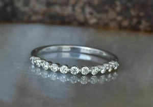 1.50Ct Round Cut Simulated Diamond Women' Eternity Ring 14K White Gold Plated - Picture 1 of 4
