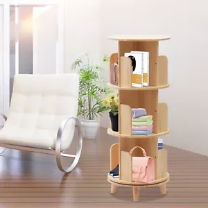 3 Tiers Rotating Bookshelf Organizer Display Rack Storage Shelf Floor Standing - Picture 1 of 12