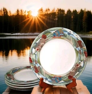 Juego de 4 platos de cena Epoch Exclusives Pioneer Bay China E203 10-3/4" Nueva Inglaterra - Imagen 1 de 7