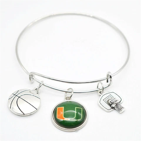 BRACELET MIAMI HURRICANE MULTI BASKETBALL LOGO AND BASKET BOARD CHARMS Cover