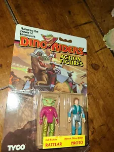 DINO RIDERS RATTLAR AND PROTO VINTAGE ACTION FIGURES TYCO 1987 - Picture 1 of 11