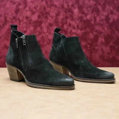 Very Volatile LA Women Distress Black Leather Double Zip Western Ankle Boots 9 - Image 1 of 4