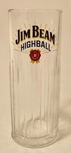 JIM BEAM WHISKEY BOURBON 6 1/4" Ribbed Highball Glass - Picture 1 of 8