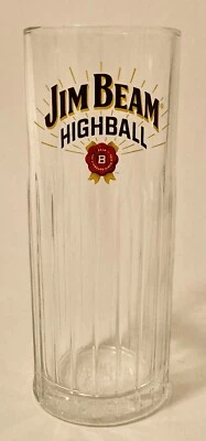 JIM BEAM WHISKEY BOURBON 6 1/4" Ribbed Highball Glass - Image 1 of 4