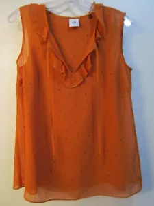 Cabi # 3764 Sprinkle Top Sleeveless Womens Size Small Ruffle Orange w/Blue - Picture 1 of 6
