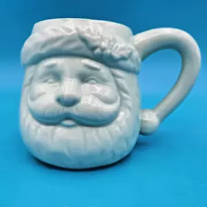 Santa Claus Mug Retro Style Green Ceramic Christmas - Picture 1 of 7