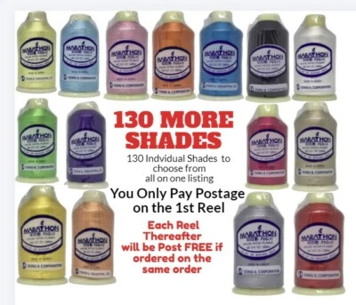 Marathon Embroidery Machine Thread Rayon for Brother Janome etc Over 400 Shades - Image 1 of 4