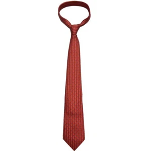 HERMES Red w/ Orange Buckles Silk Mens Tie 5412 OA - Picture 1 of 9