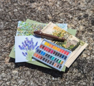 WATERCOLOUR artists tableau painting set miniature 1:12th scale dolls house DH17 - Picture 1 of 1