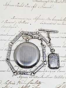 Reloj Bolsillo Cazador Completo Plata Niello con Cadena Plata Niello Albert - Imagen 1 de 12