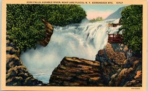 1940s NY Postcard High Falls Ausable River Adirondacks Near Lake Placid Unposted - Picture 1 of 2