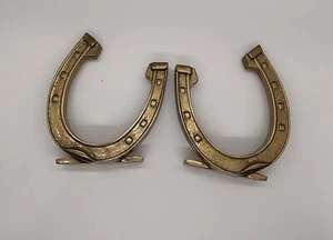 Vintage Brass Horse Shoe Book Ends - Picture 1 of 12