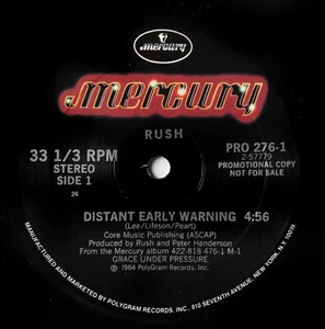 RUSH *VG* "DISTANT EARLY WARNING" 1985 US MERCURY PROMO 12" SINGLE w/GENERIC CVR - Bild 1 von 2