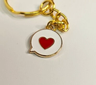 Heart Text Window - Charm Keychain / Pendant Key Chain, Golden Color Metal - Image 1 of 4