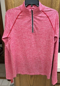 PINK ACTIVE Seamless Women's Large Red 1/4 zip pullover Thumbhole Reflective NWT - Picture 1 of 9