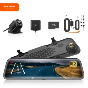 WOLFBOX G840S Dash Cam Free Hardwire Kit+SD Mirror Camera Front and Rear - Picture 1 of 8