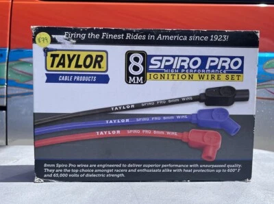 Taylor Cable Spiro-PRO 8mm 90-Deg. Spark Plug Wires Kit BLACK 73051 BRAND NEW - Image 1 of 4