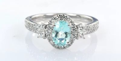 Anillo de turmalina y diamantes Rhapsody Paraiba en platino 1,11 quilates talla 7 Foto 1 de 4