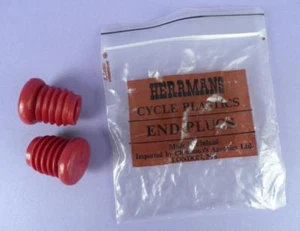 Par de enchufes de extremo de manillar de bicicleta Herrmans en rojo - Stock vintage sin usar - Imagen 1 de 1
