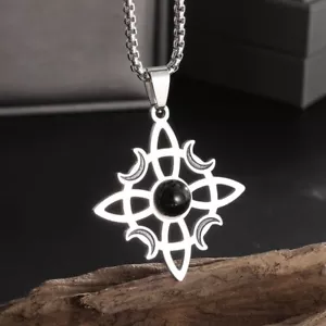 Witch Knot Necklace Stainless Steel Magic Knot Pagan Wicca Symbol Pendant Gift - Picture 1 of 1