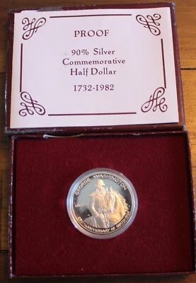 1982-S Proof George Washington 90% Silver Commemorative Half Dollar with COA #1 - Image 1 of 4