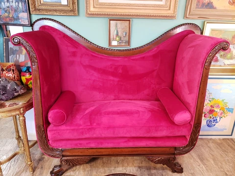 Early 19thC American Empire High Arm Sofa C1800's Cover