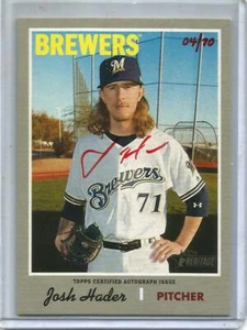 Josh Hader 2019 Topps Heritage Red Ink Autograph #04/70 - Picture 1 of 1