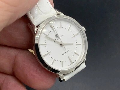 Swiss Made Catena White Leather strap White Dial 3 Atm s/s Quartz Women's Watch - Image 1 of 4