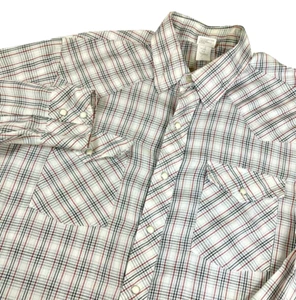 Camicia western vintage Montgomery Ward uomo grande a quadri manica lunga perla a scatto - Foto 1 di 8