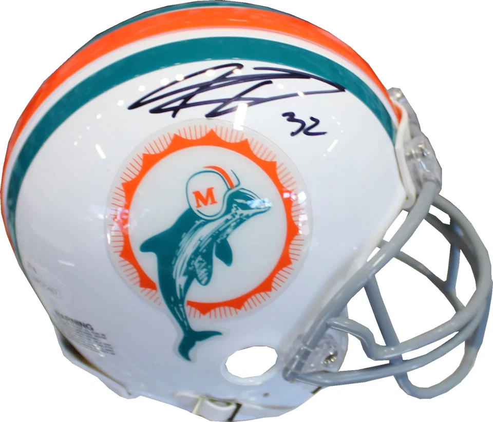 Kenyan Drake Autographed Dolphins Throwback Mini Helmet (JSA) - Image 1 of 1