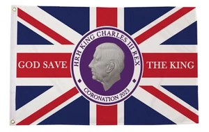 KÖNIG CHARLES III KRÖNUNG 2023 5x3 Fuß FAHNE 150cm x 90cm ROYALTY MONARCHY - Bild 1 von 1