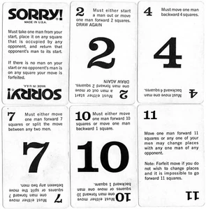Vintage Sorry 1972 Parker Brothers Board Game Replacement Cards - Pick from List - Picture 1 of 13