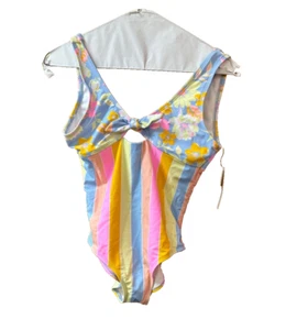 Neu mit Etikett Mädchen Angel Beach einteiliger Badeanzug/Streifenunterteil Blumenmuster/Größe 16 - Bild 1 von 4