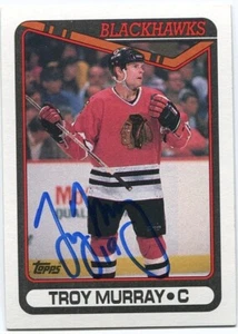 TROY MURRAY Chicago Blackhawks signed 1990 Topps #160 Card.  COA - Bild 1 von 3