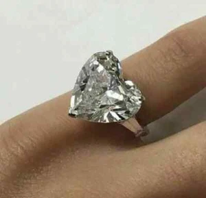 3Ct Heart Cut Lab Created Diamond Solitaire Engagement Ring 14K White Gold Over - Picture 1 of 3