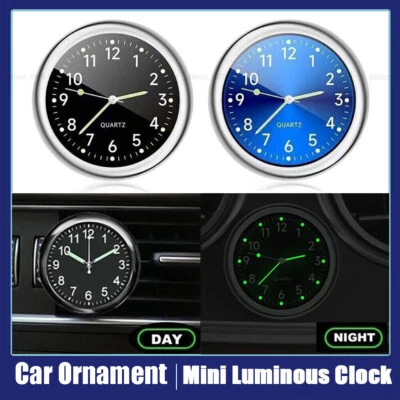Car Mini Luminous Quartz Analog Clock Dashboard Stick-On Watch Marine Boat - Image 1 of 4