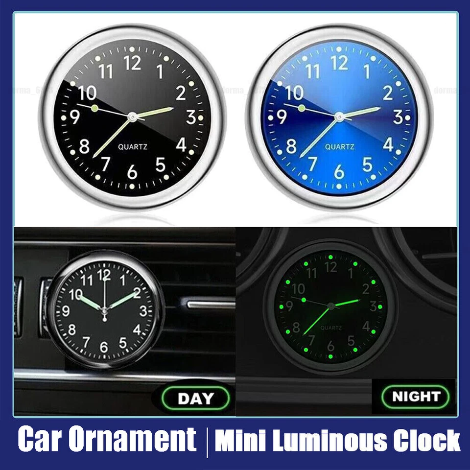 Car Mini Luminous Quartz Analog Clock Dashboard Stick-On Watch Marine Boat - Image 1 of 4