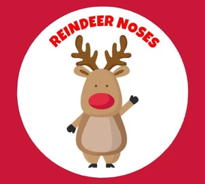 Reindeer Noses Christmas Stickers Round Labels Seals 40mm Cone Sweet Bags 240 - Picture 1 of 2