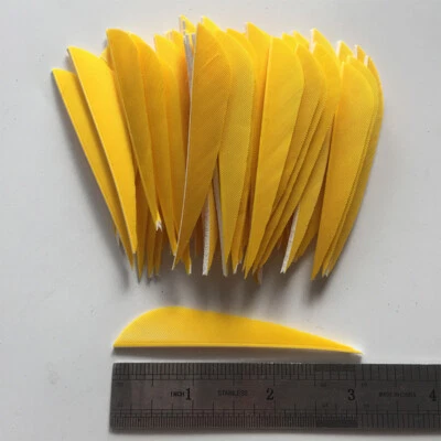 50PCS 3inch Yellow Parabolic Fletches Feathers Fletching RW LW - Image 1 of 4