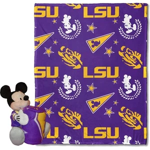 Northwest x Disney LSU Tigers Mickey Hugger Pillow & Silk Touch Throw Set - Picture 1 of 2