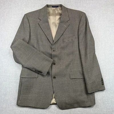 Daniel Cremieux Men's 44R Houndstooth Blazer Brown Black Classic Wool Office - Image 1 of 4